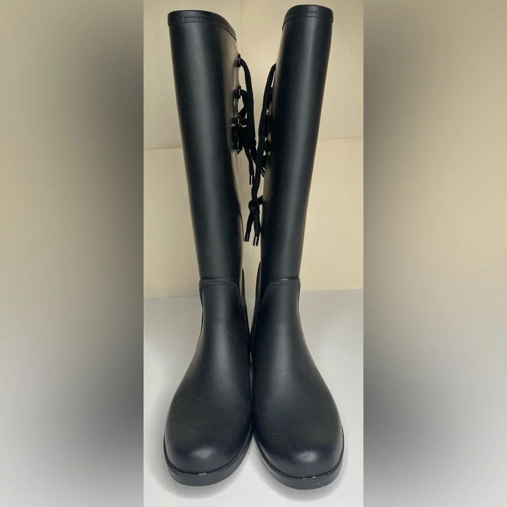 Coach Tristee Matte Black Signature Lined Rain Boots - Women’s Size 8b